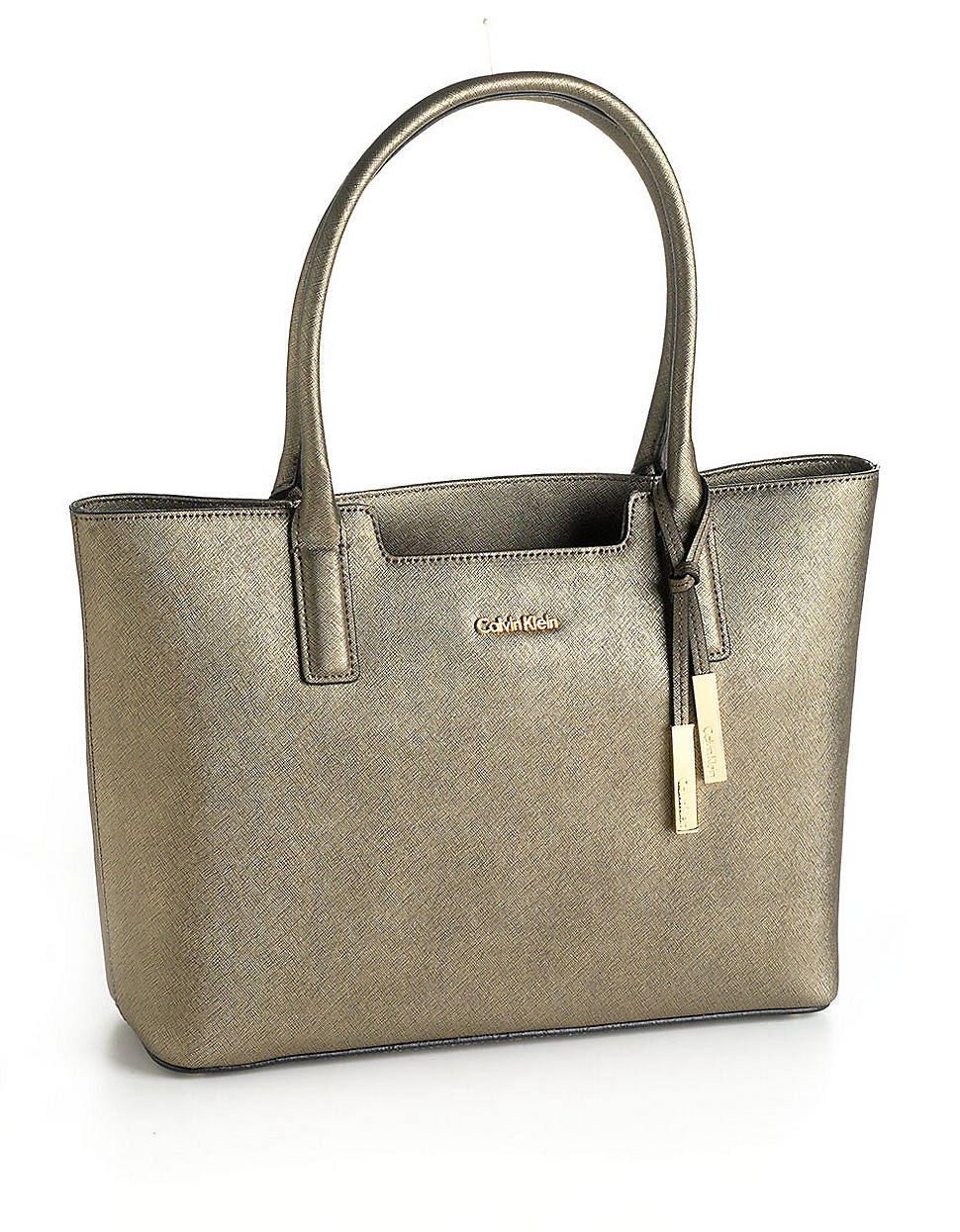 Calvin Klein Leather Tote Bag in Gold (bronze) | Lyst