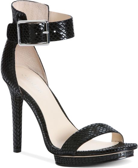 Calvin Klein Women'S Vivian High Heel Sandals in Black (black snake) | Lyst