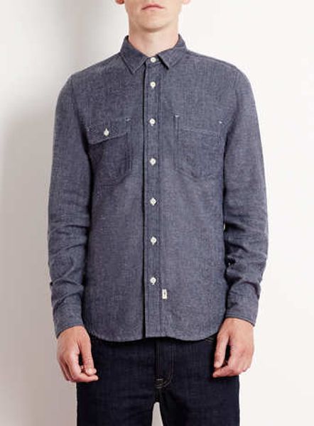 Topman Navy Flannel Shirt in Blue for Men | Lyst