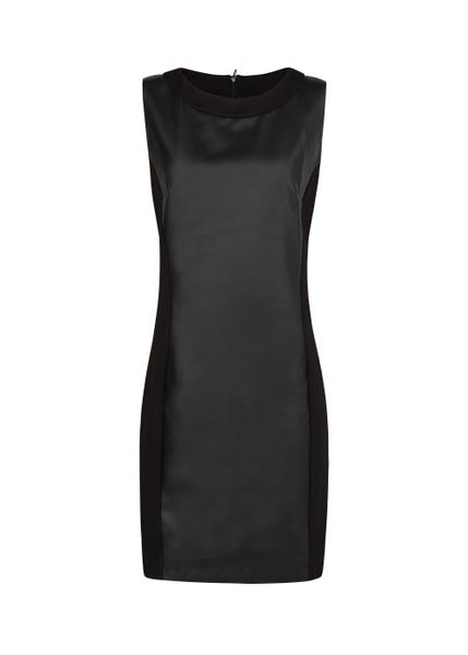 Mango Faux Leather Panel Dress in Black | Lyst