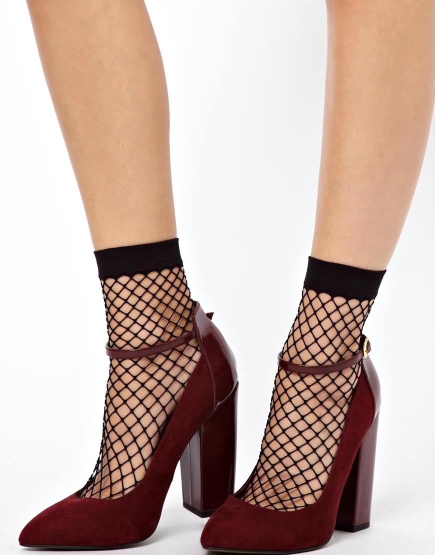 Asos Oversized Fish Net Ankle Socks In Black Lyst