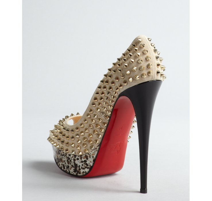 Artesur ? christian louboutin Lady Peep Spike pumps Blue suede ...  