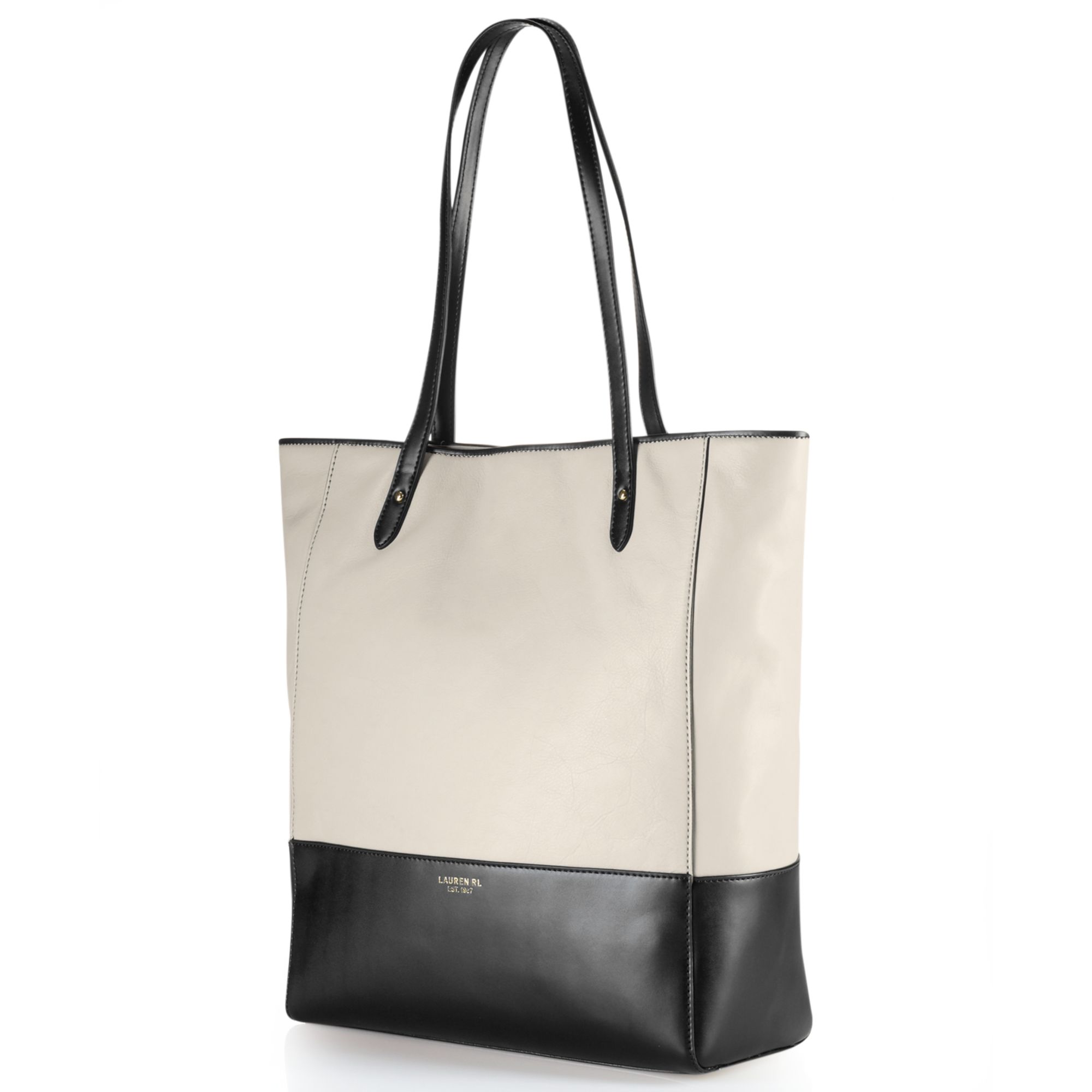 Lyst Lauren By Ralph Harrow Leather North South Tote In White Gallery