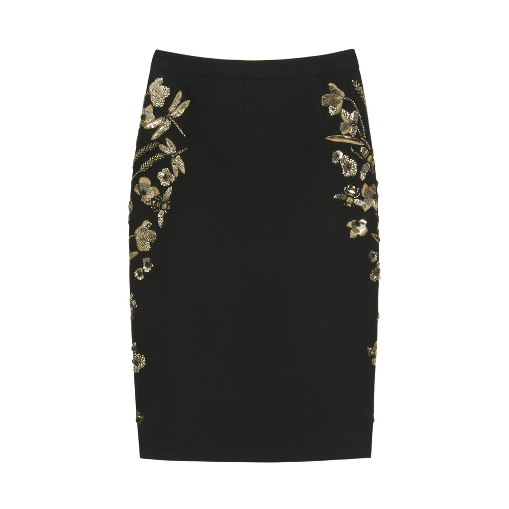 Lyst - Mulberry Embroidered Classic Skirt in Black