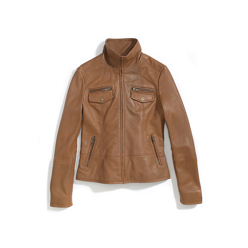 Tommy Hilfiger Classic Leather Jacket in Brown (LUGGAGE) | Lyst
