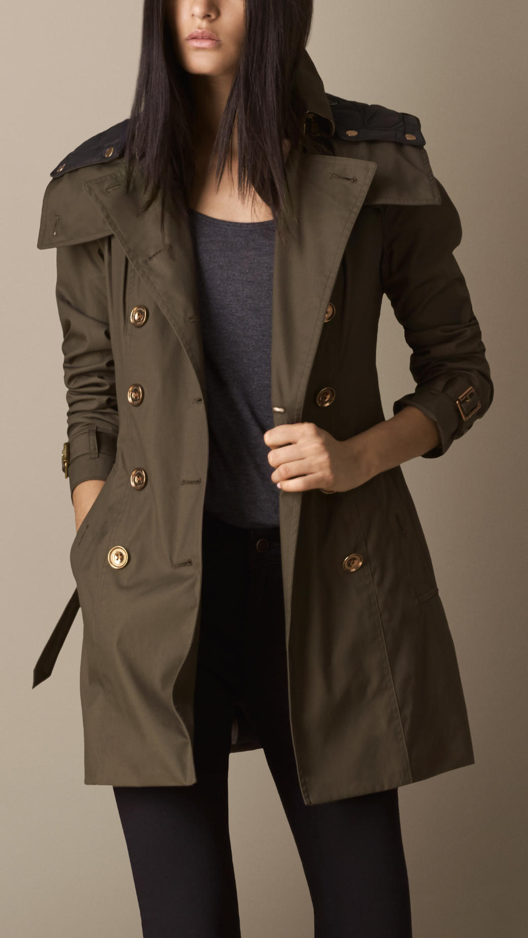 Lyst - Burberry Short Hooded Trench Coat in Natural