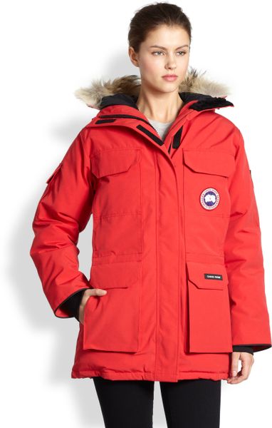 Canada Goose Fur Trimmed Down Expedition Parka in Red | Lyst