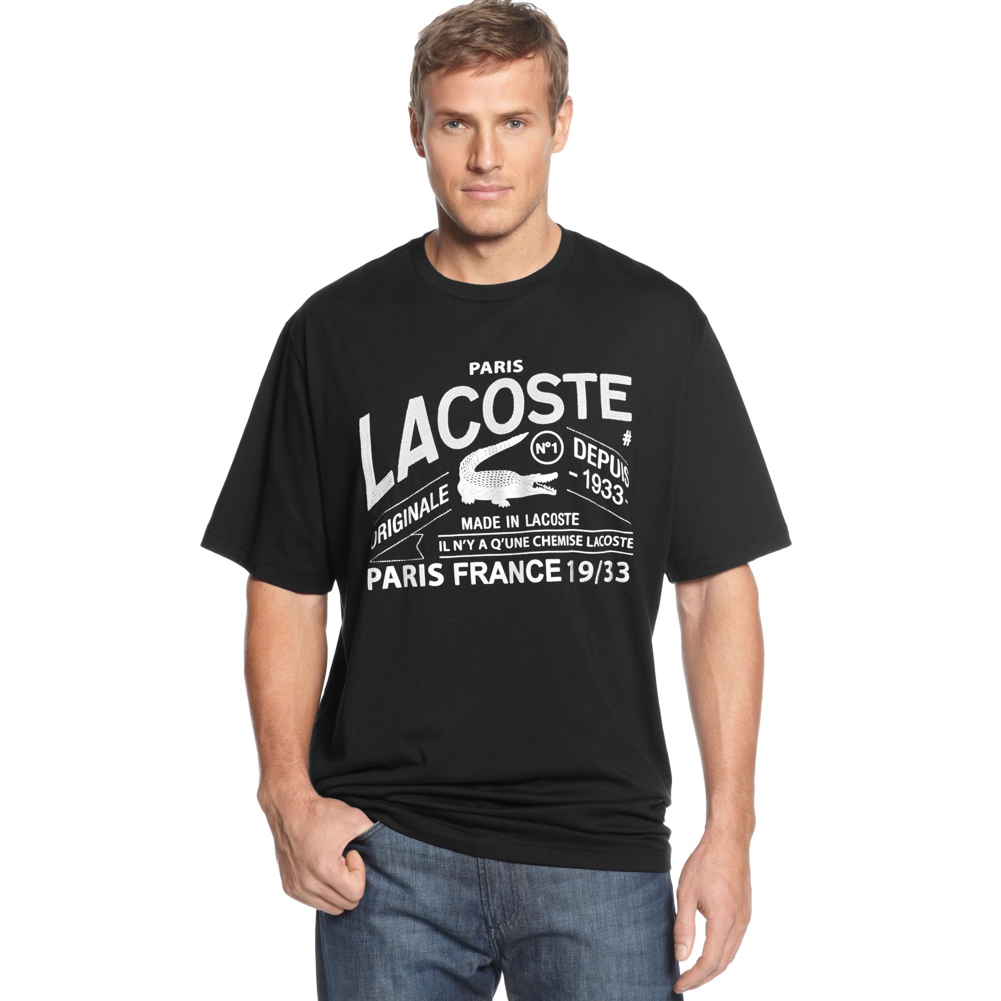 Lyst - Lacoste Big and Tall Graphic T-shirt in Black for Men