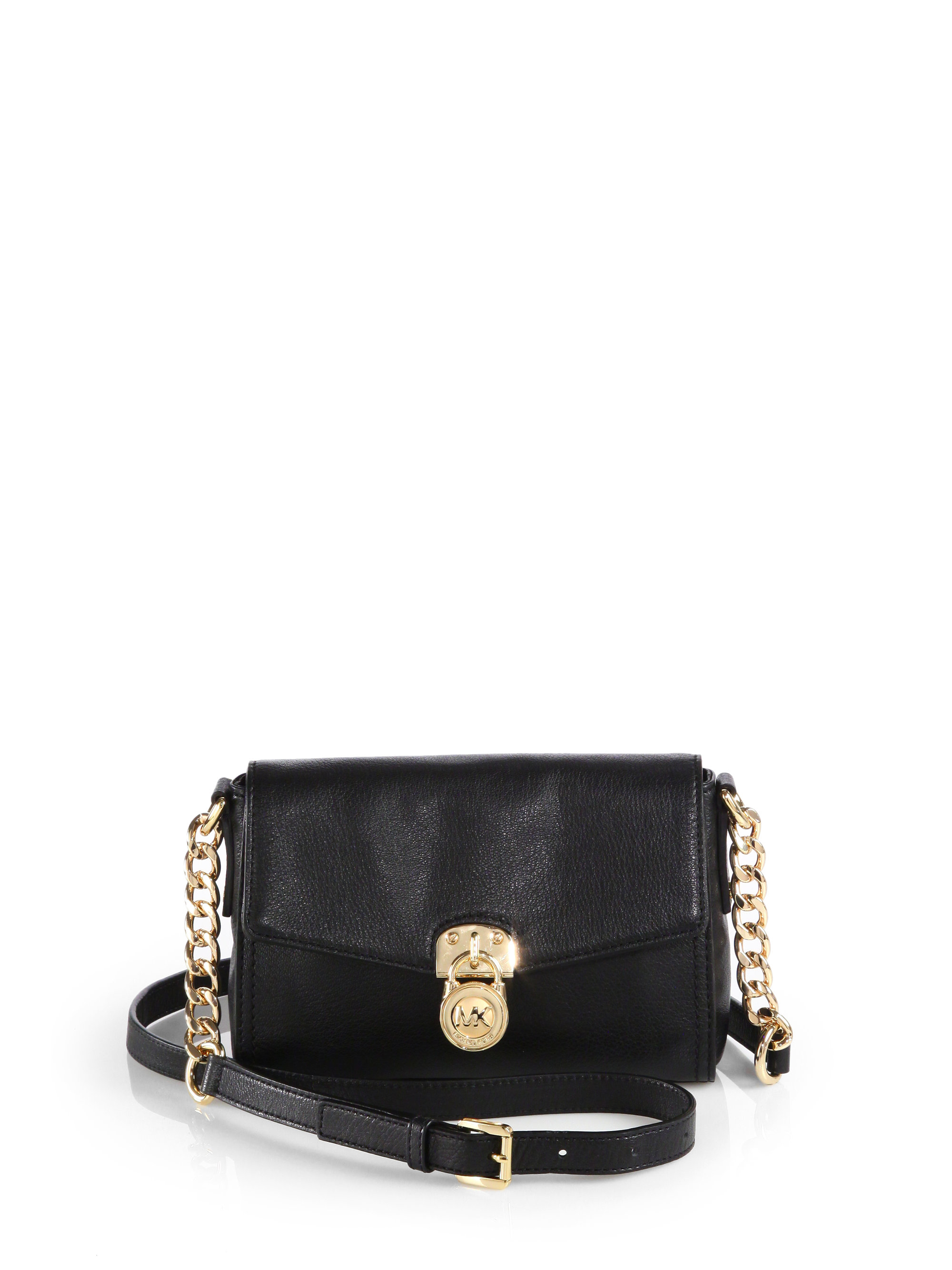 Michael Michael Kors Hamilton Small Messenger Bag in Black | Lyst