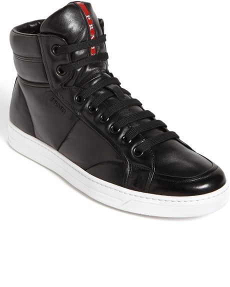 Prada Avenue High Top Sneaker in Black for Men (Black/ White) | Lyst