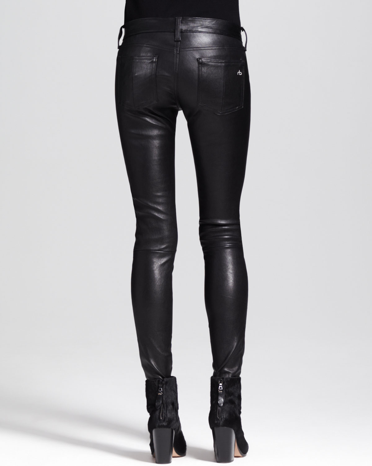 Lyst - Rag & Bone The Skinny Leather Jeans Black in Black