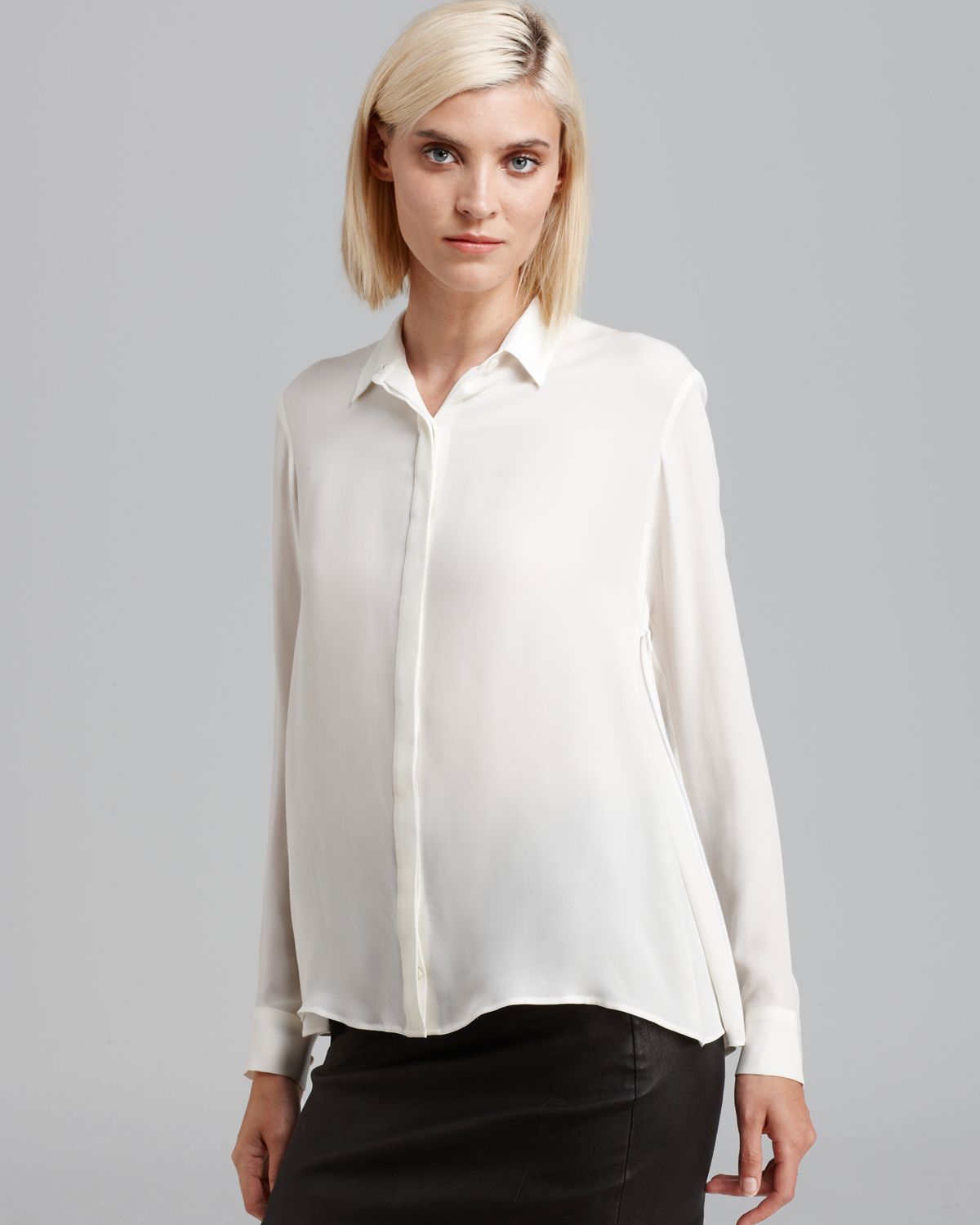 Lyst - Theory Blouse Driya Double Georgette Collared in White