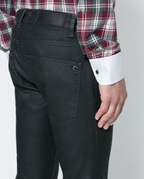Zara Coated Superskinny Jeans in Black for Men | Lyst