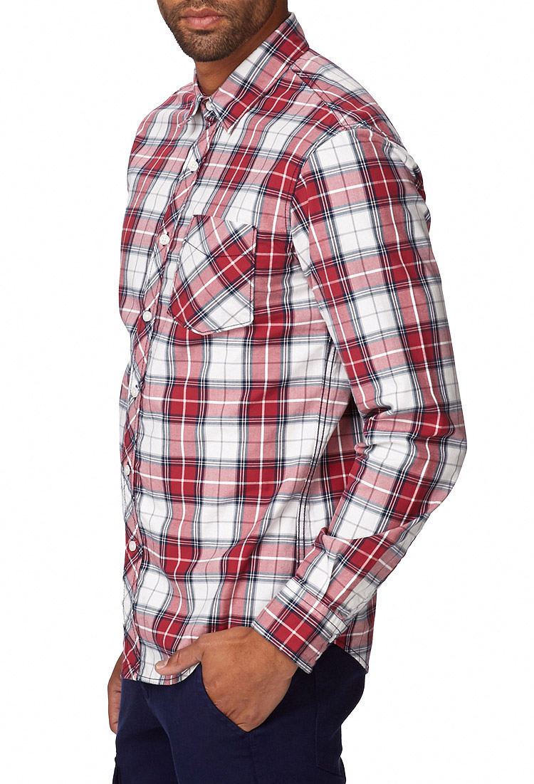 Lyst - Forever 21 Classic Fit Plaid Shirt in Red for Men