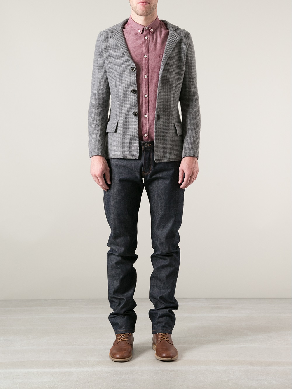 Lyst Bark Knitted Blazer Style Cardigan in Gray for Men