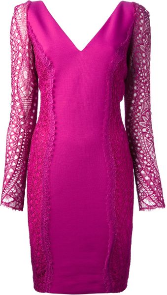 Emilio Pucci Lace Sleeve Dress in Pink (pink & purple) | Lyst