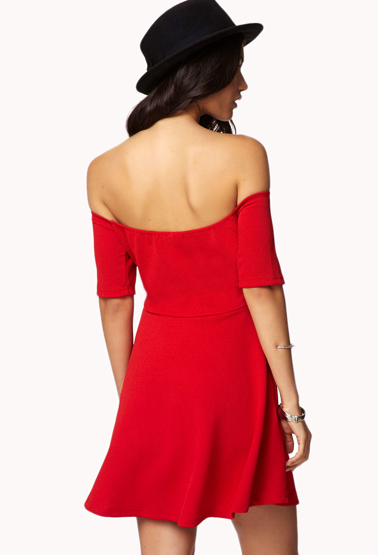 off shoulder flare gown