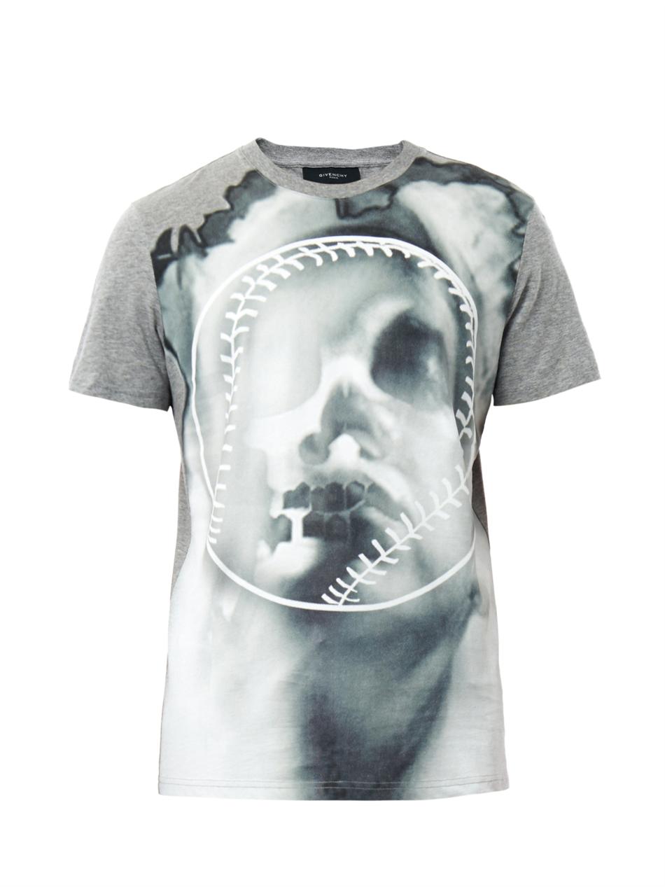 Givenchy Overblown Skull and Baseball Print T-Shirt in Gray for Men | Lyst