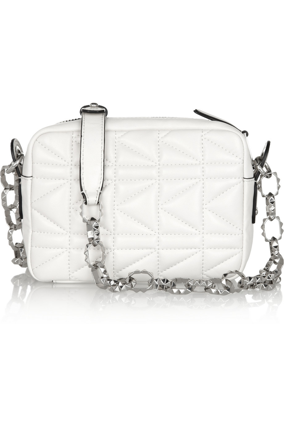 Karl lagerfeld Quilted Leather Shoulder Bag in White | Lyst