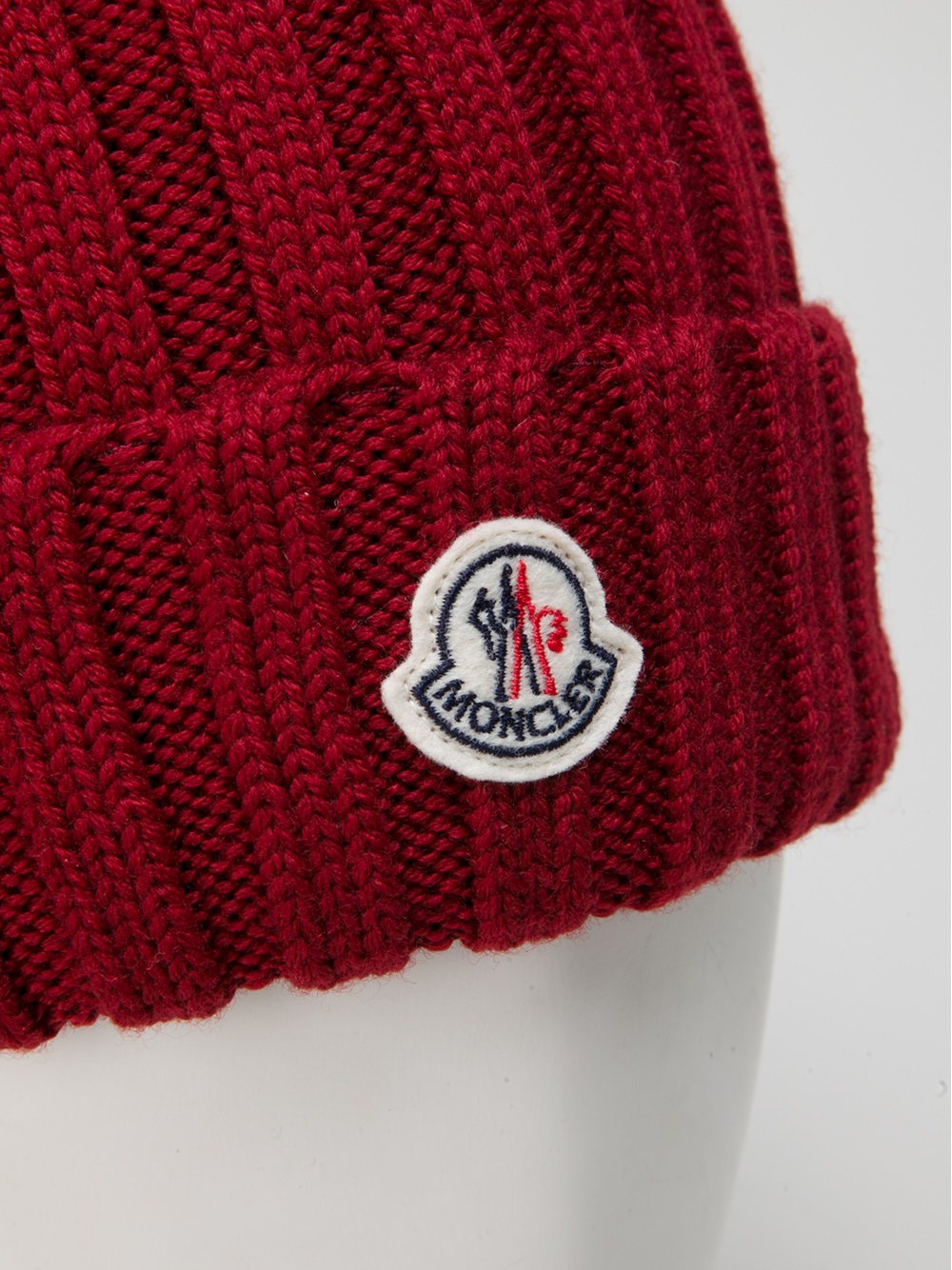 Lyst - Moncler Wool Ribbed Knit Beanie in Red for Men