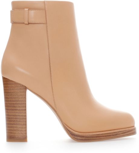 Zara Leather Ankle Boot with Strap in Pink (Nude) | Lyst
