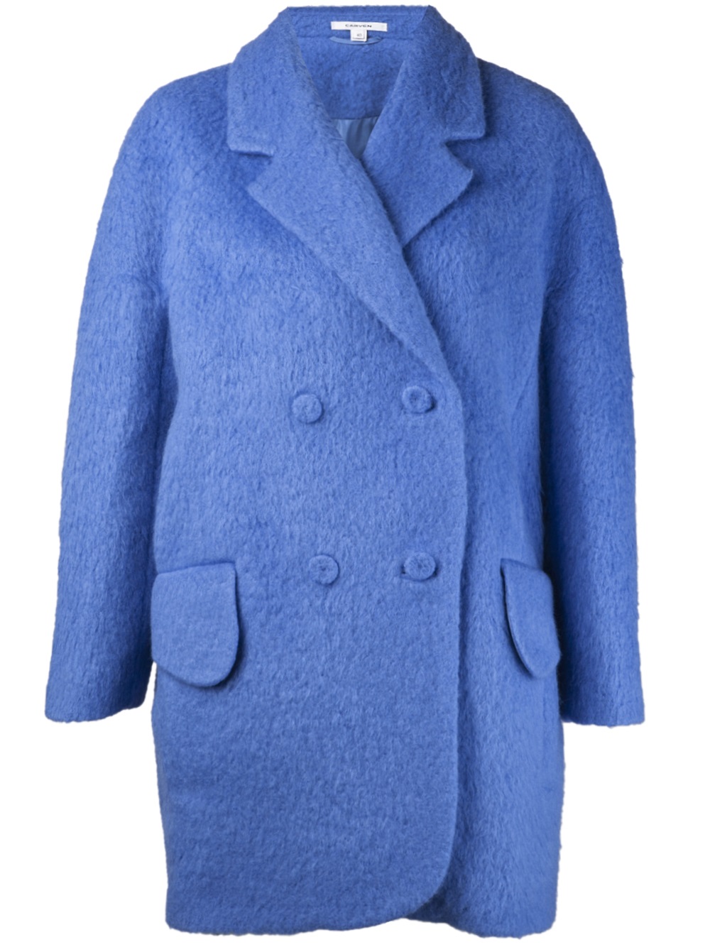 Lyst - Carven Hairy Drape Coat in Blue
