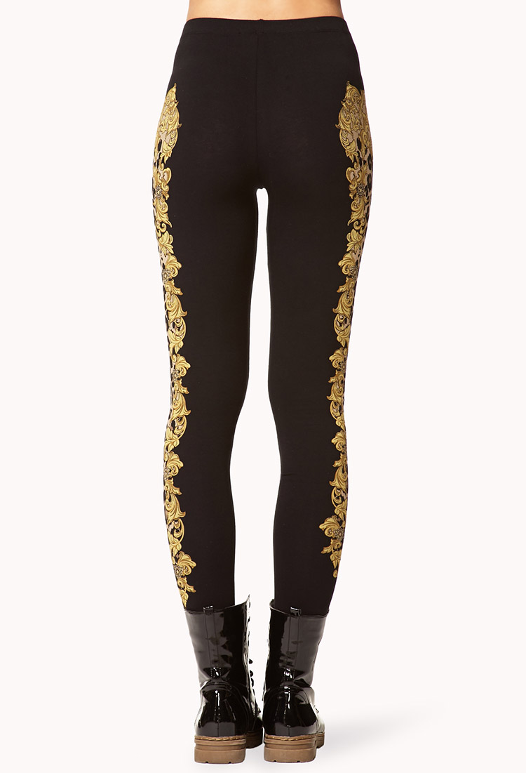 black leggings with leopard stripe