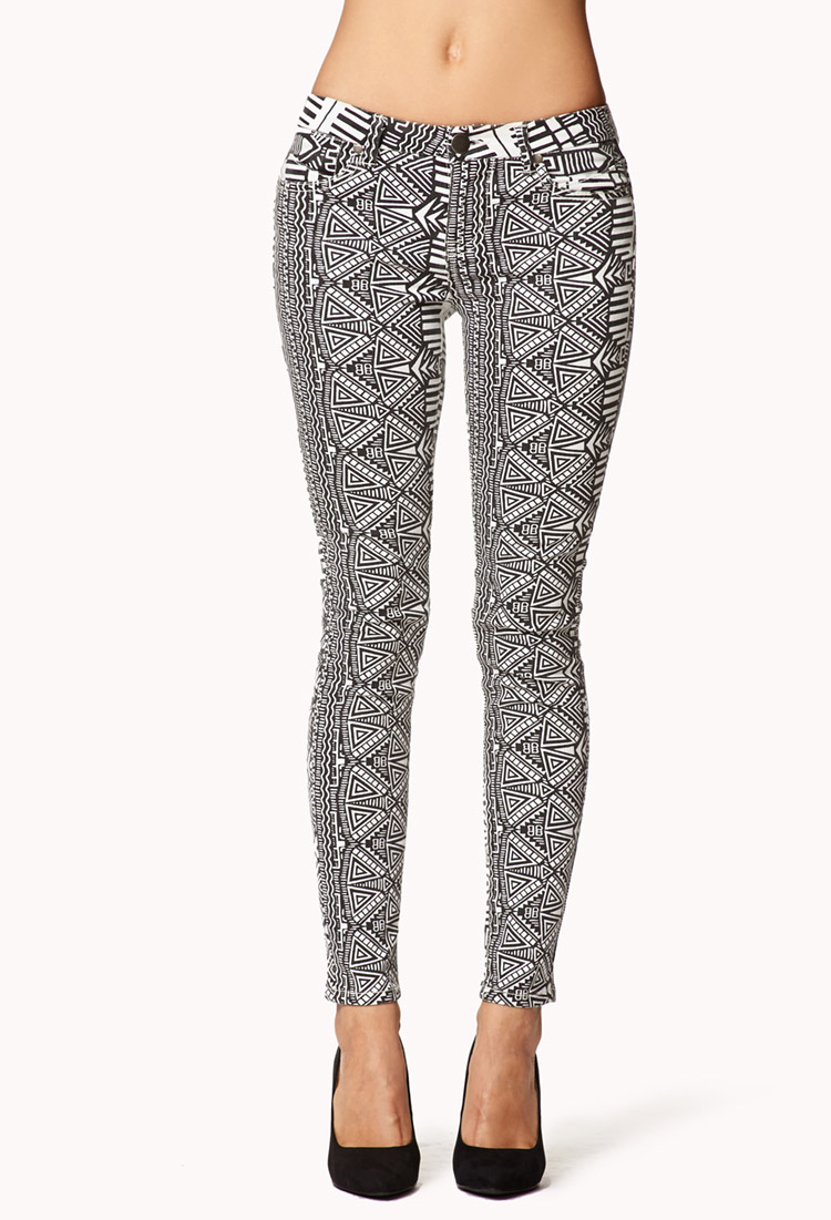 Forever 21 Tribal Print Skinny Jeans in White Lyst