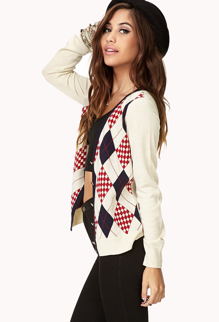 cropped argyle cardigan