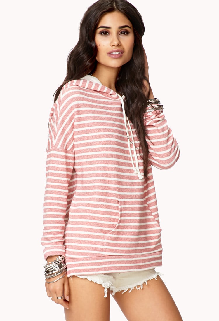 Lyst - Forever 21 Nautical Striped Hoodie in Pink