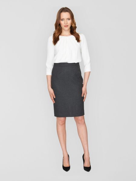 Jaeger Micro Check Wool Pencil Skirt in Gray (Charcoal) | Lyst