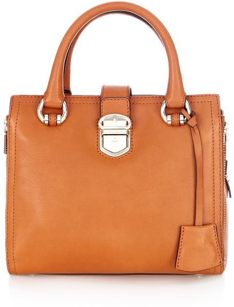 Karen Millen Tan Luxe Leather Mini Bag in Orange (Tan) | Lyst
