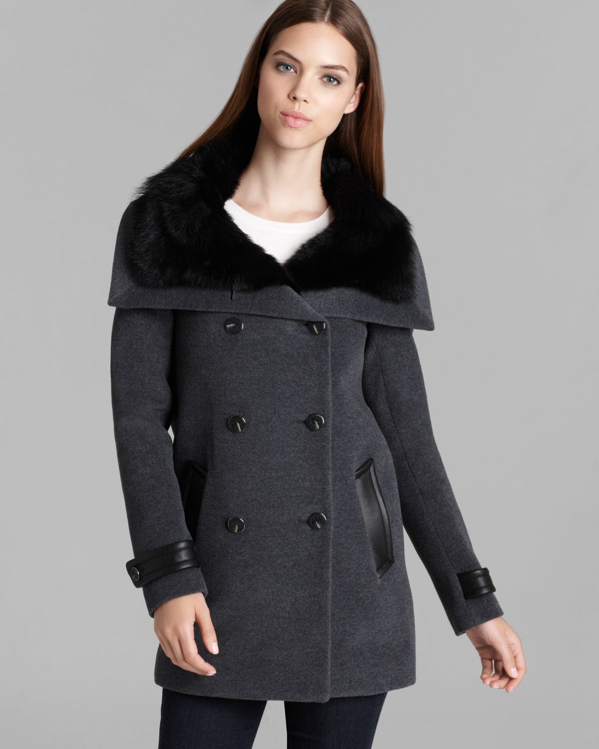 Lyst - Mackage Coat Joy Fur Trim Collar in Gray