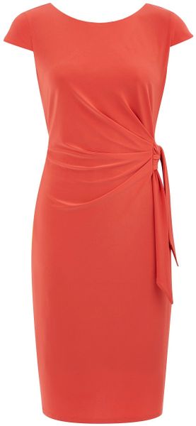 Minuet Petite Pumpkin Side Tie Jersey Dress in Orange | Lyst