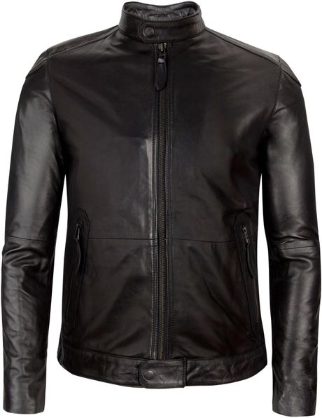 Ted Baker Wildone Biker Leather Jacket in Black for Men | Lyst