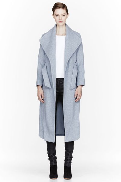 Theyskens' Theory Ice Blue Wool Fivide Melate Coat in Blue (ice) | Lyst