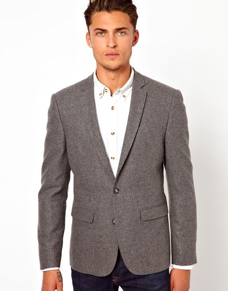 Asos Asos Slim Fit Blazer in Wool in Gray for Men (Grey) | Lyst