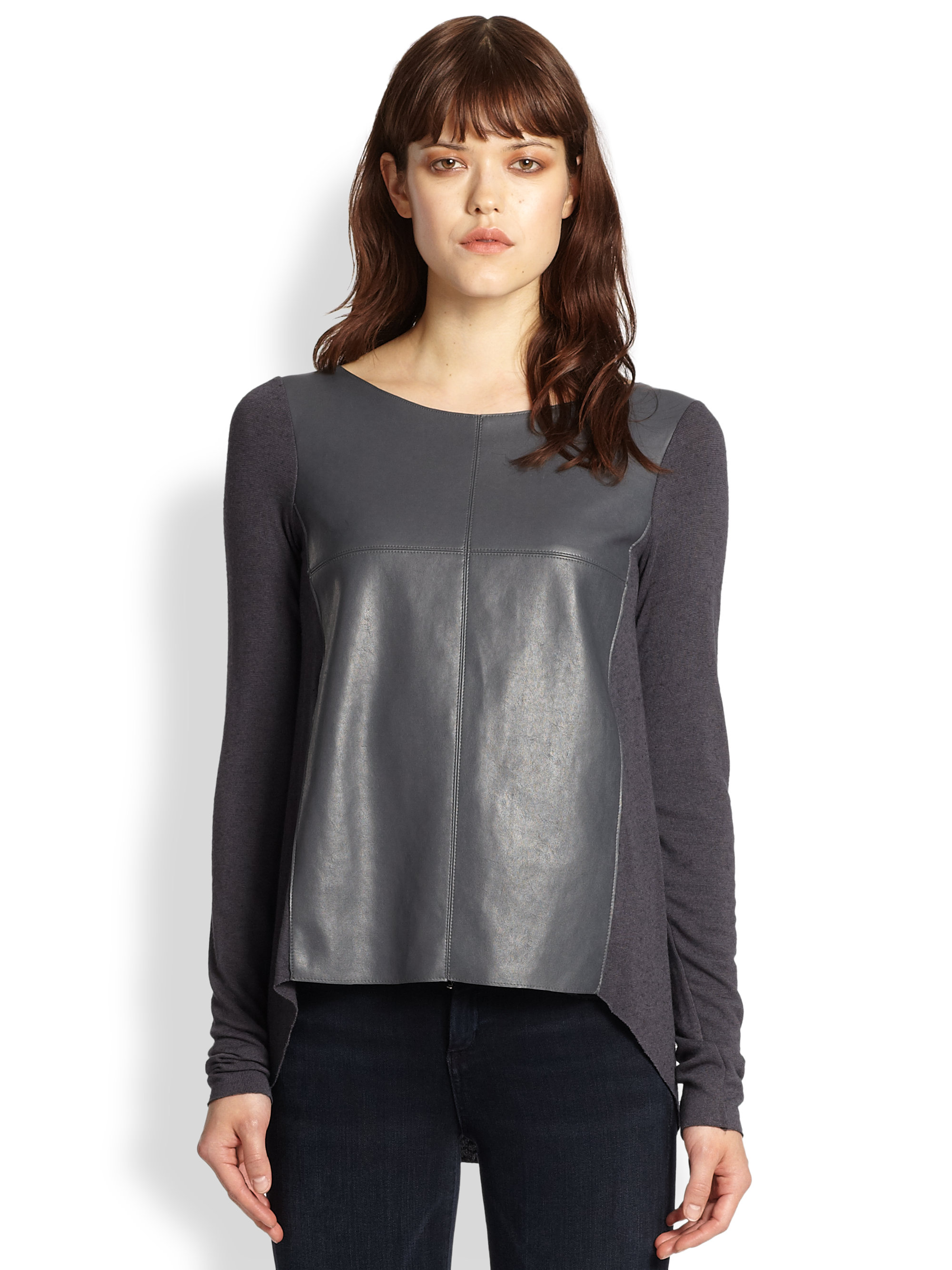 Lyst - Bailey 44 Software Faux Leatherpaneled Sweater in Gray