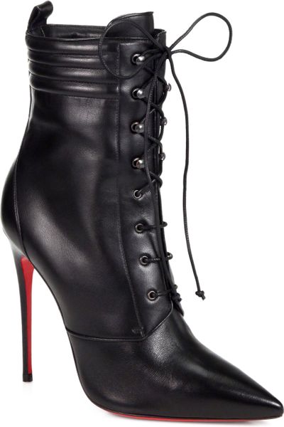 Christian Louboutin Mado Leather Lace up Ankle Boots in Black | Lyst