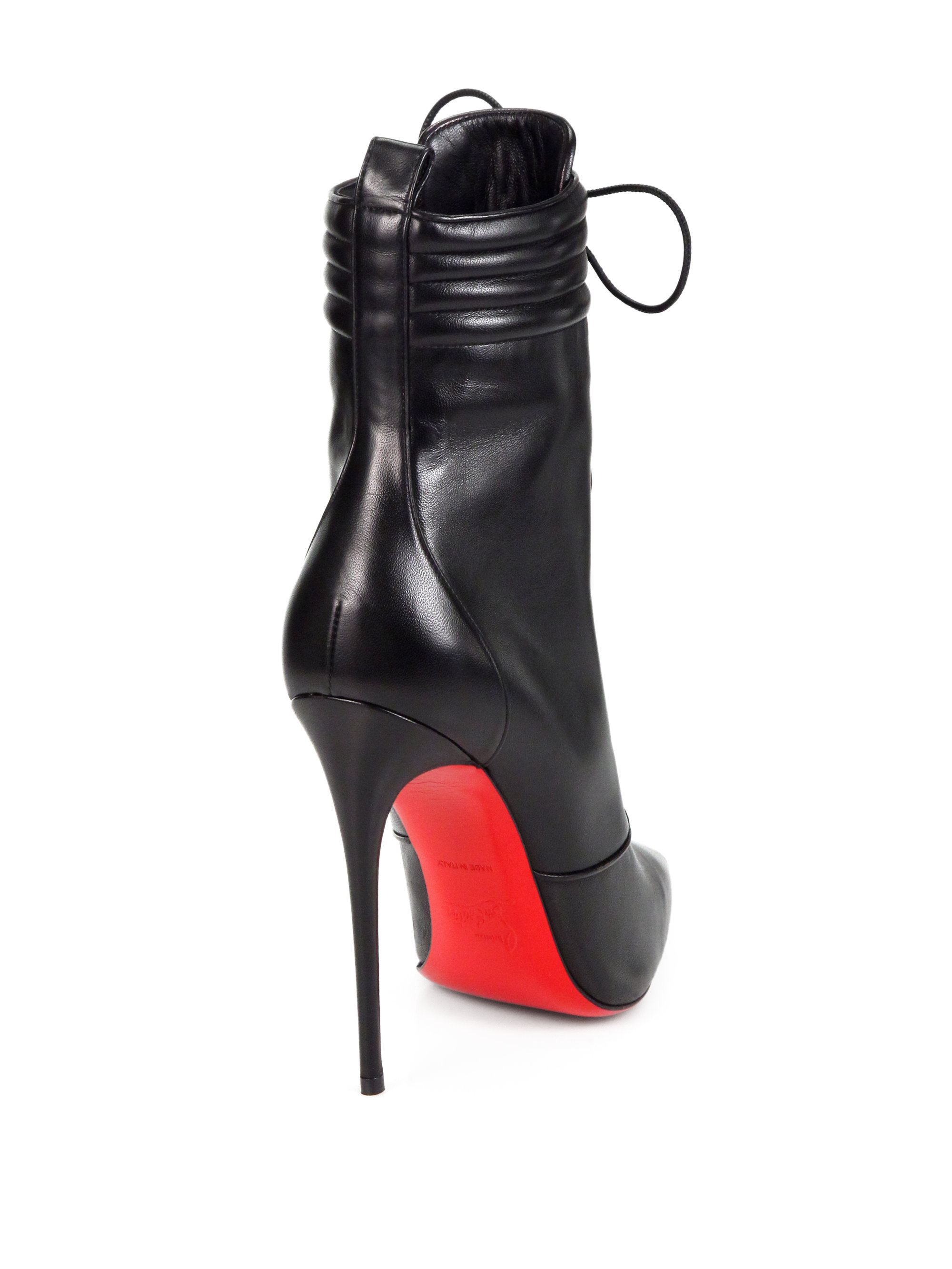 Lyst - Christian Louboutin Mado Leather Lace up Ankle Boots in Black