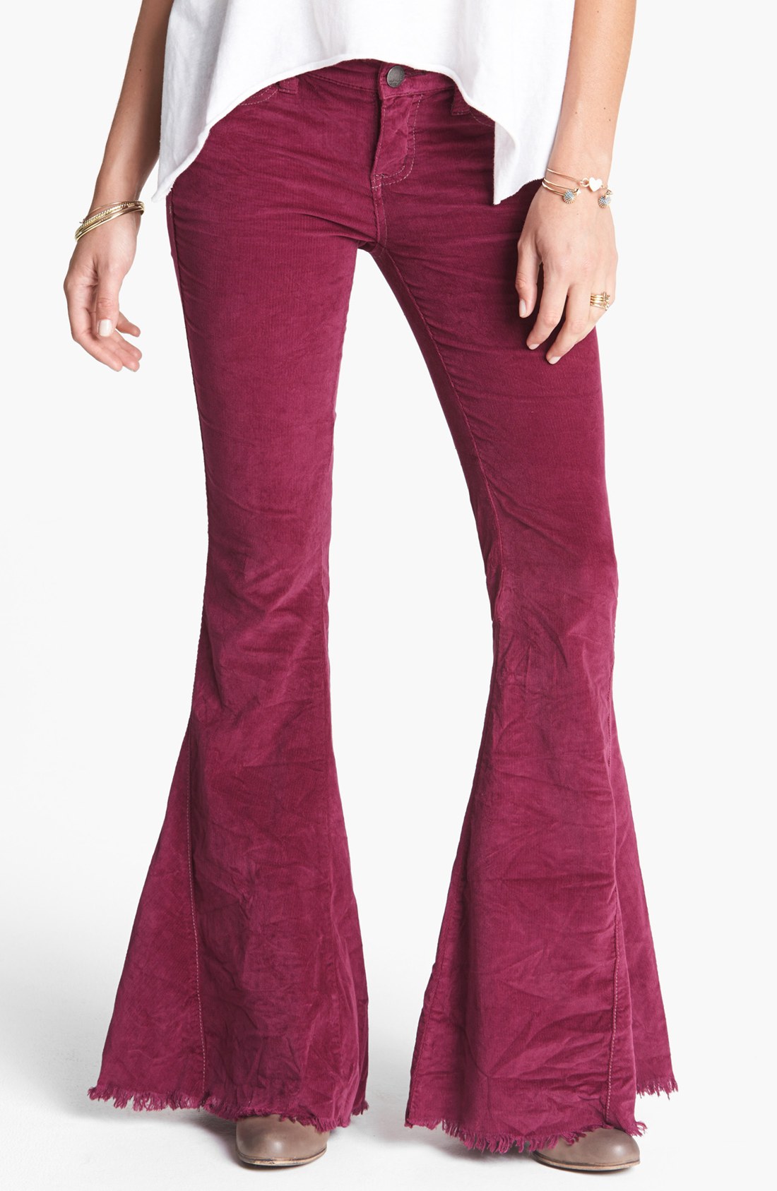 Free People Super Flare Leg Corduroy Pants in Red (Midnight) | Lyst