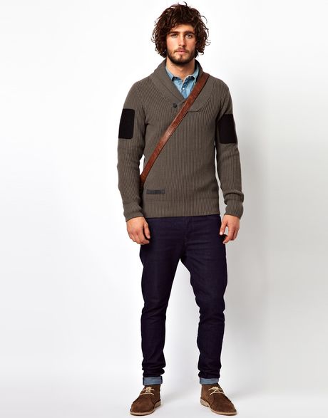 G-star Raw G Star Knit Sweater Hunt Shawl Collar in Gray for Men (Grey ...