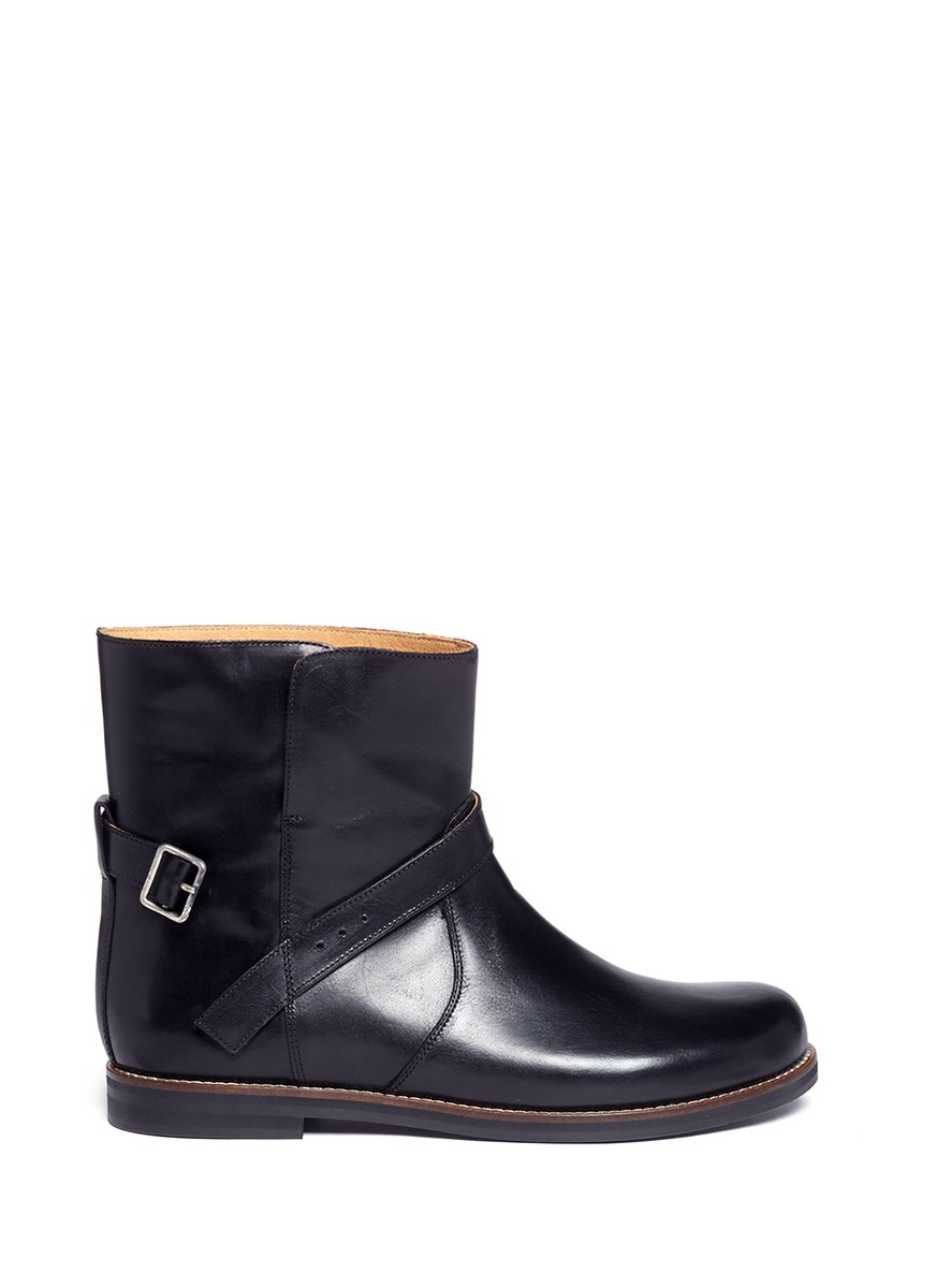 Maison Margiela Leather Biker Boots in Black | Lyst