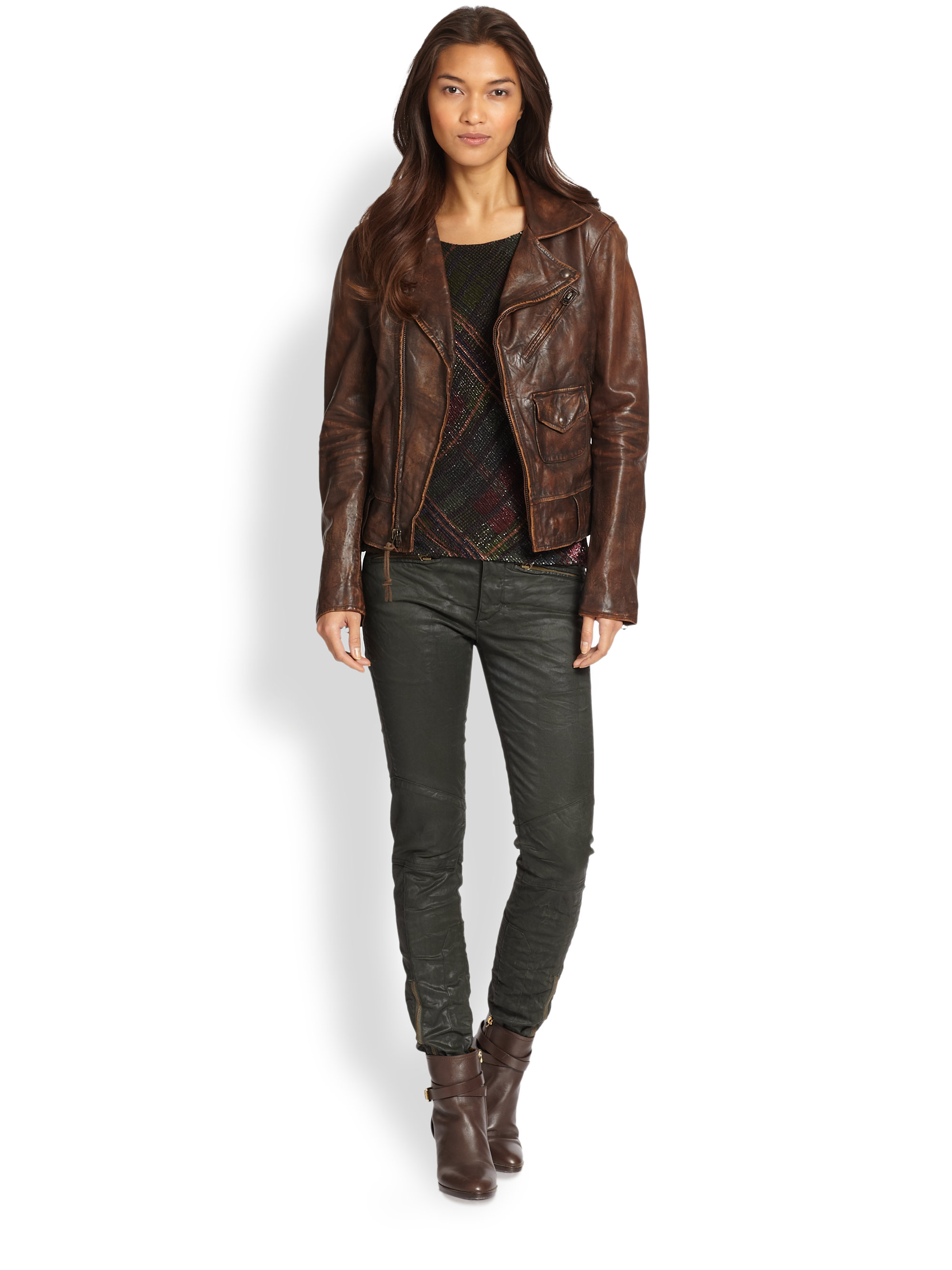 Ralph Lauren Blue Label Sierra Leather Jacket In Brown Lyst Gallery