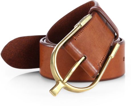 Ralph Lauren Saddle Wishbone Leather Belt in Brown for Men | Lyst