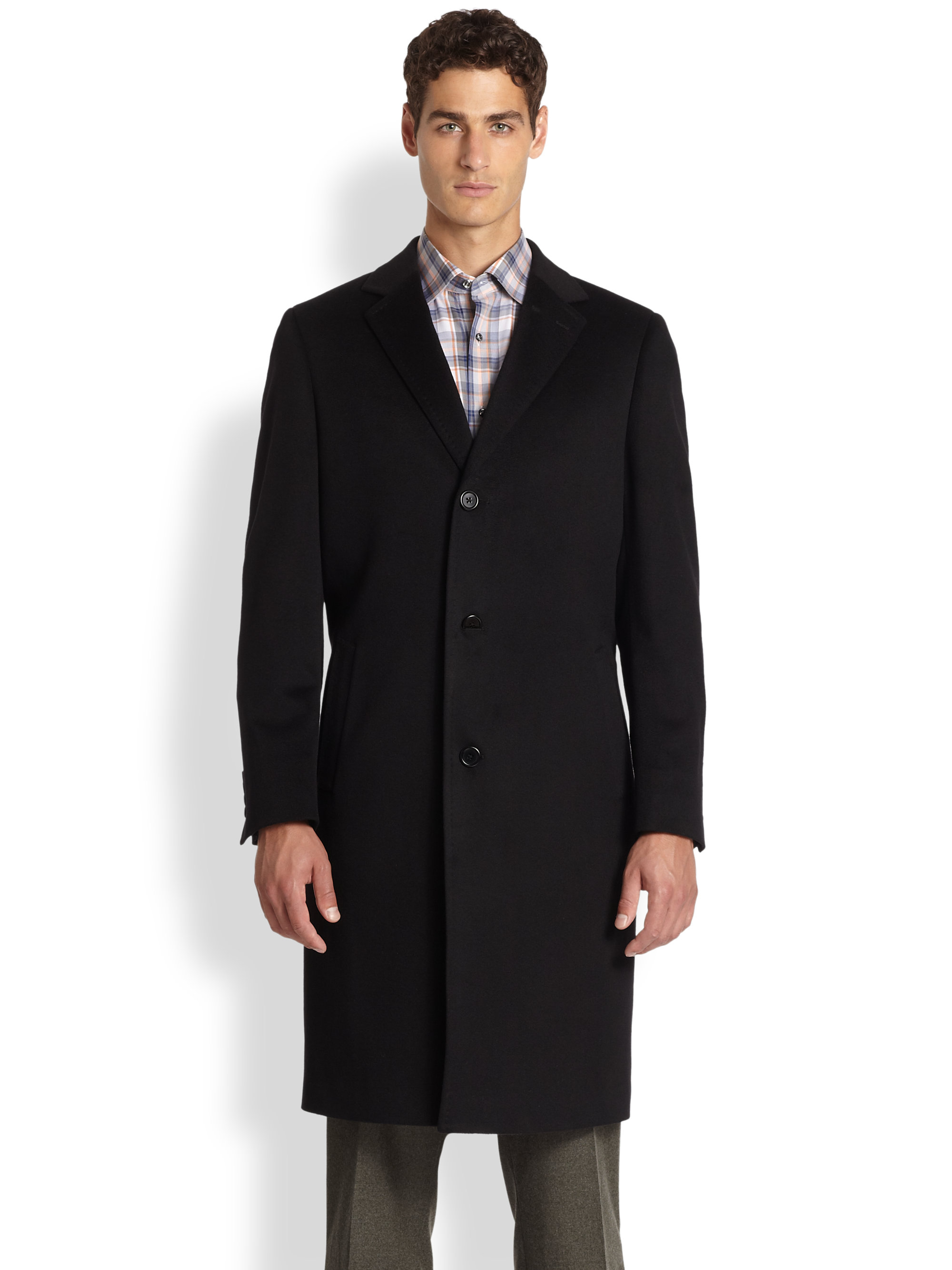 Saks fifth avenue collection Cashmere Coat in Black for Men