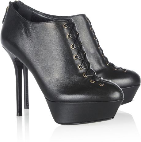 Sergio Rossi Leather Ankle Boots in Black | Lyst