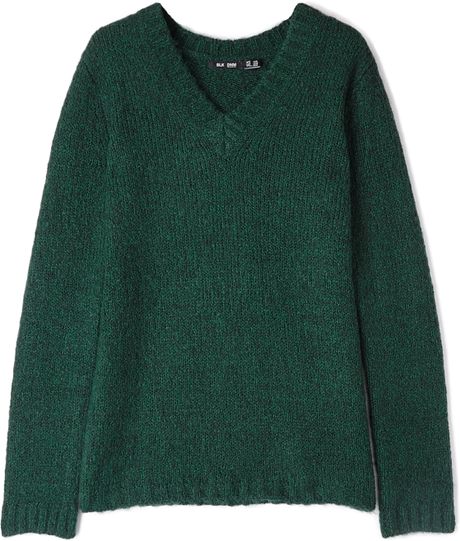 Blk Dnm Pine Green Oversized Vneck Sweater in Green (pine) | Lyst