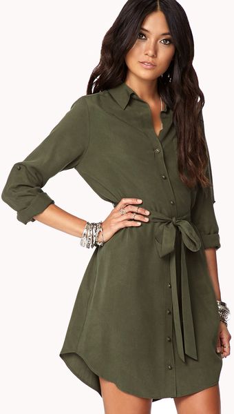 long green shirt dress