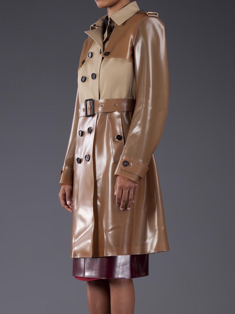 Lyst - Burberry Prorsum Honey Rubber Trench Coat in Brown